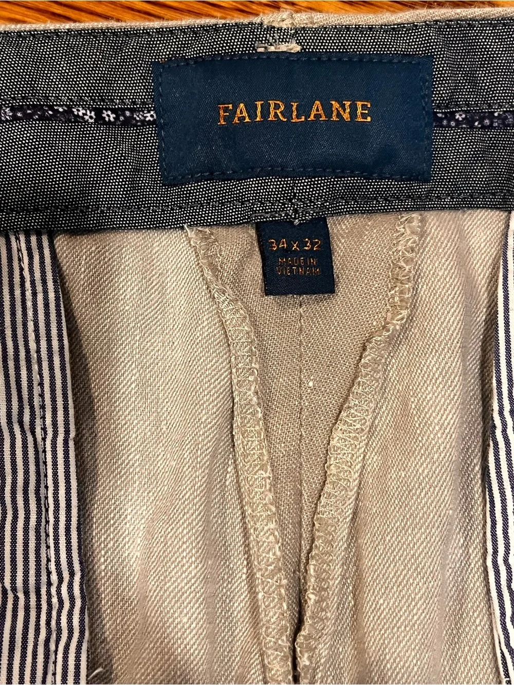 Fairlane Linen Cotton Stretch Natural Flat Front Slim Pants Men’s Lightweight